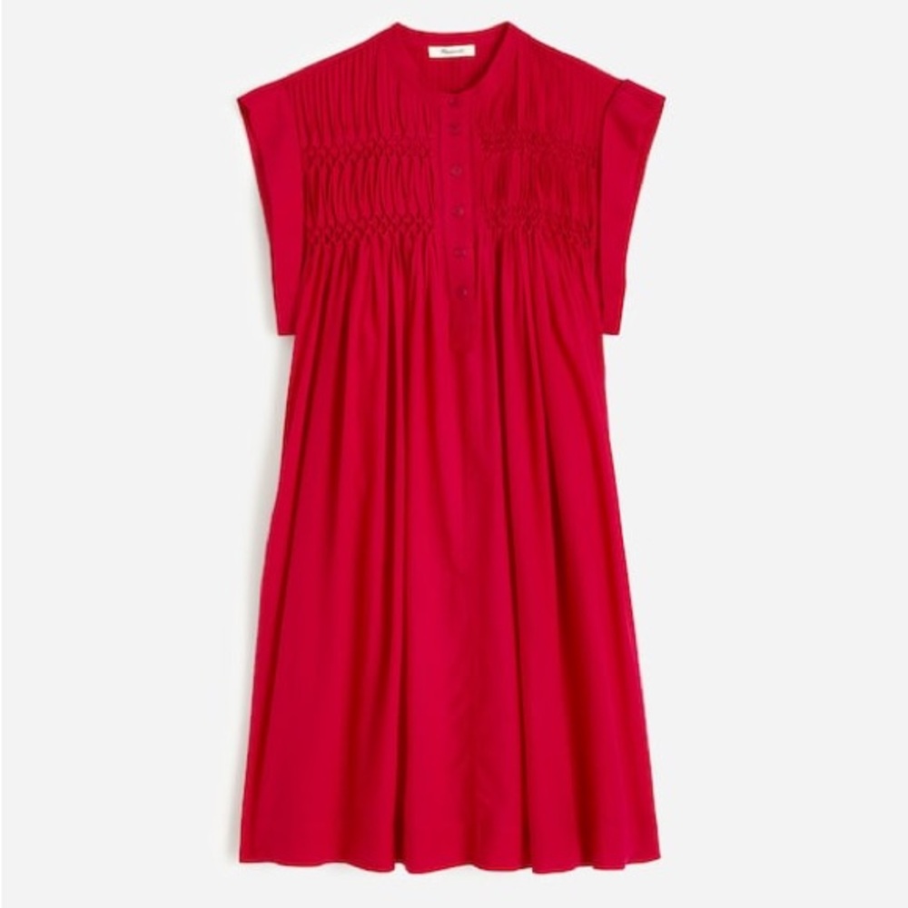 MADEWELL Embroidered Pleated Mini Dress Watermelon - Picture 5 of 10